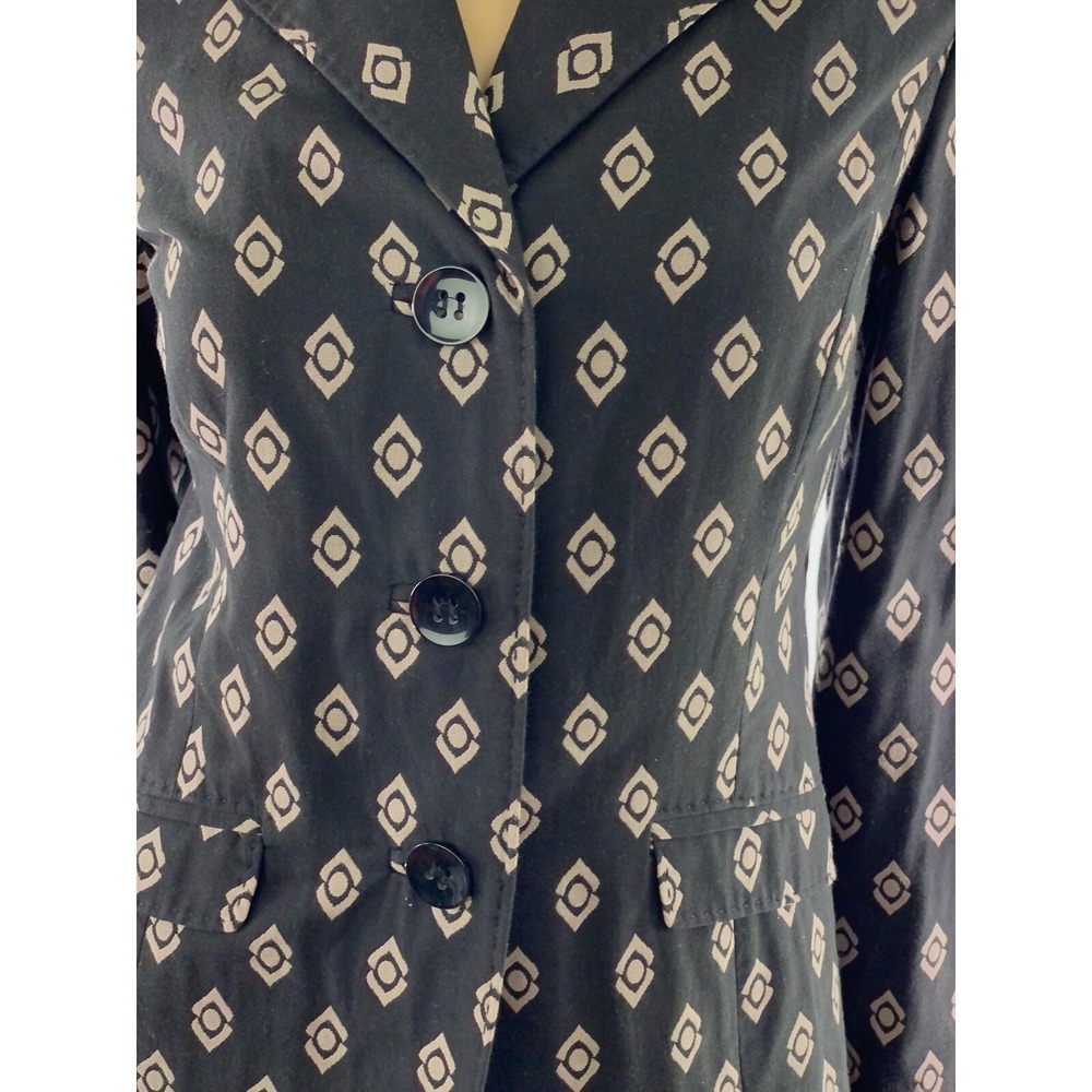 Sigrid Olsen XS Cotton Blazer Jacket Brown w Leaf Pattern Button Front Long Slee - Picture 6 of 7